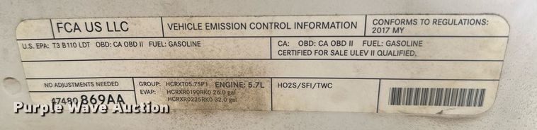 image for item EG6462 2017 Dodge Ram 1500 pickup truck