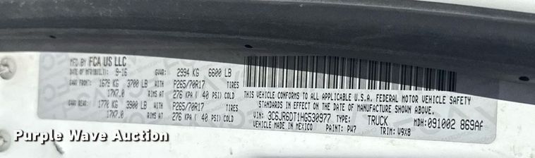 image for item EG6462 2017 Dodge Ram 1500 pickup truck