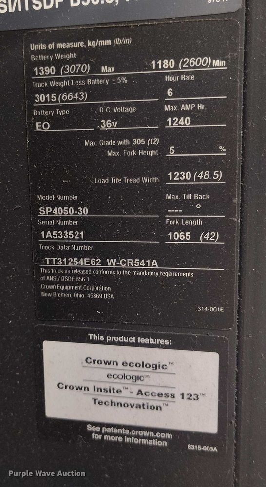 image for item EH0329 2018 Crown SP4050-30 order picker