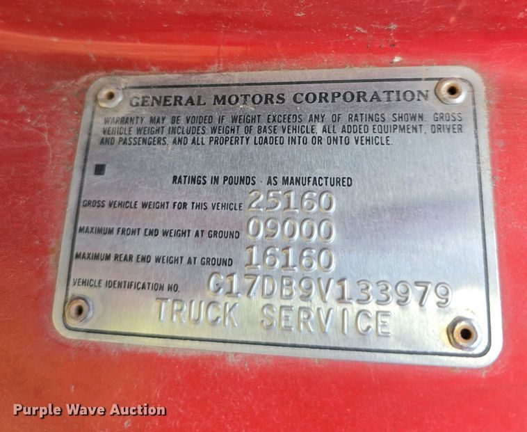 image for item EH8864 1979 Chevrolet Custom Deluxe C70 pumper fire truck