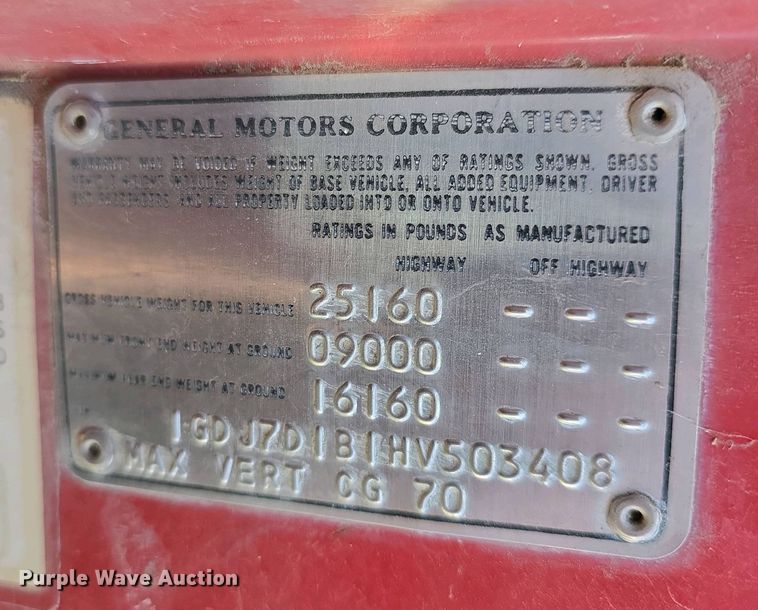 image for item EH8865 1987 GMC C7 grain truck