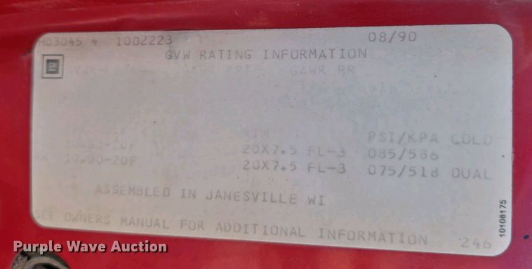 image for item EH8866 1991 Chevrolet Kodiak C7 grain truck