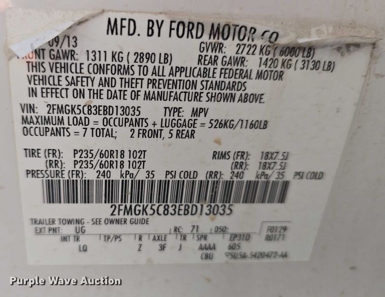 image for item EH8957 2014 Ford Flex SEL SUV