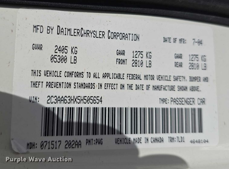 image for item EH8959 2005 Chrysler 300 