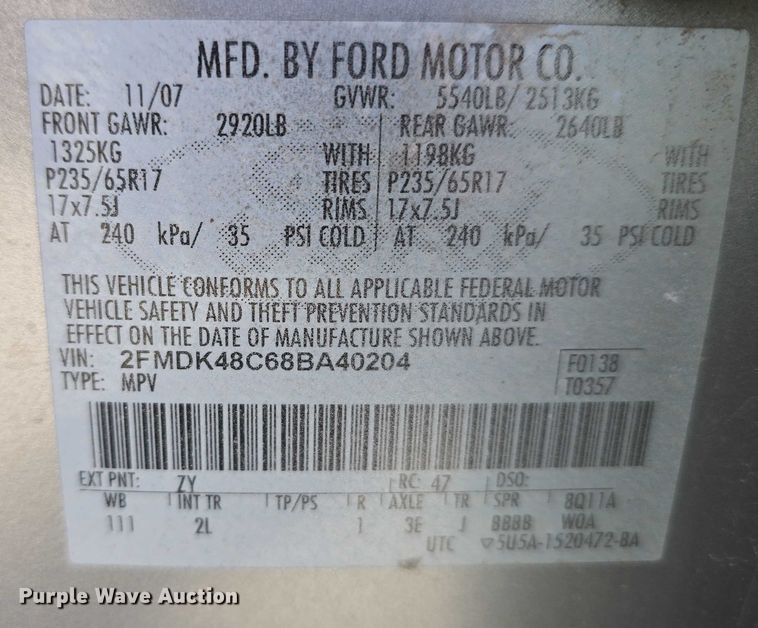 image for item EH8961 2008 Ford Edge SEL SUV