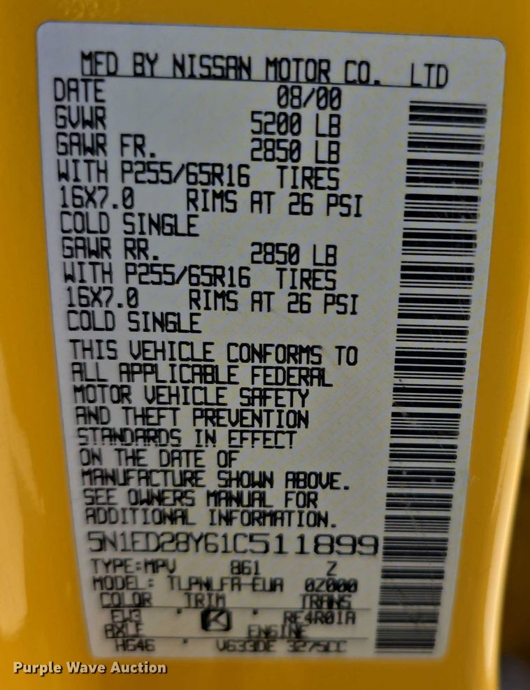 image for item EH8962 2001 Nissan XTerra SE SUV