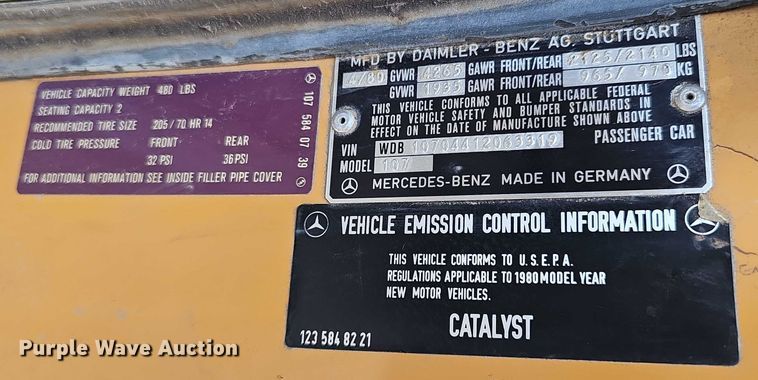 image for item EH8971 1980 Mercedes-Benz 450SL 