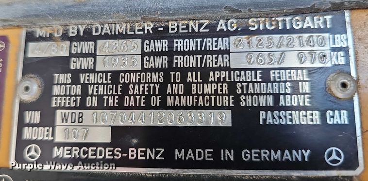 image for item EH8971 1980 Mercedes-Benz 450SL 