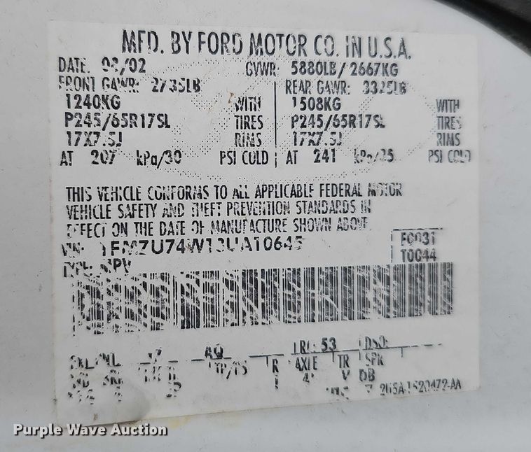 image for item EH8975 2003 Ford Explorer Eddie Bauer SUV