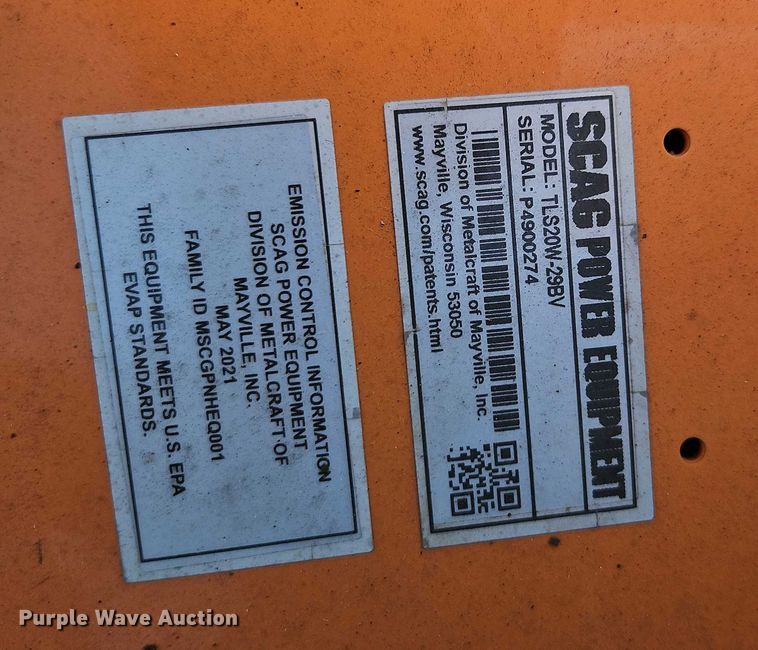 image for item EJ0046 Scag TLS20W-29BV leaf vacuum