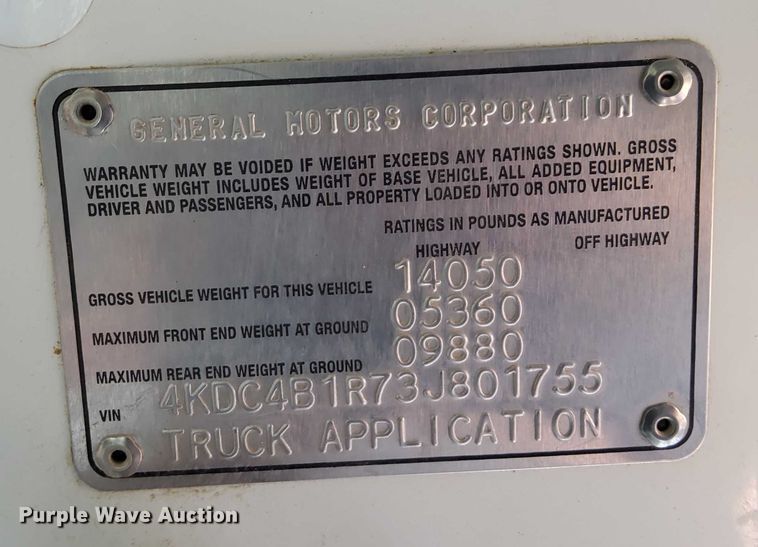 image for item EJ0061 2003 GMC W4 dump flatbed truck