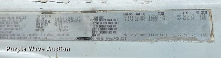 image for item EJ3744 2003 Freightliner FL80 flatbed truck