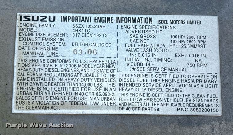 image for item EJ3827 2007 Isuzu NPR box truck