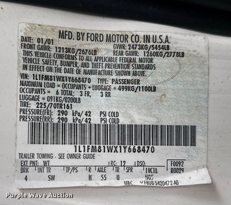 image for item EJ4495 2001 Lincoln Krystal limousine