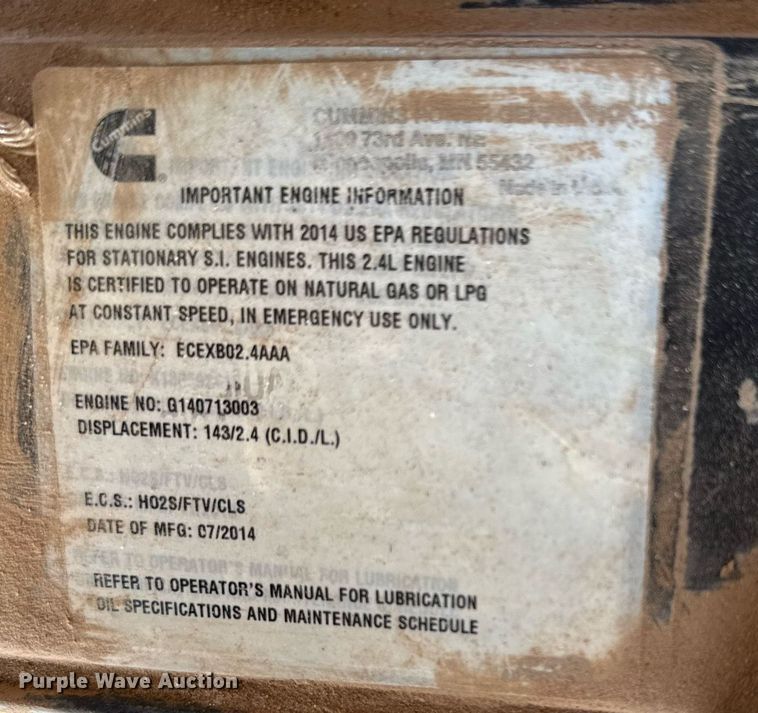 image for item EJ4556 2014 Cummins C36 N6 generator