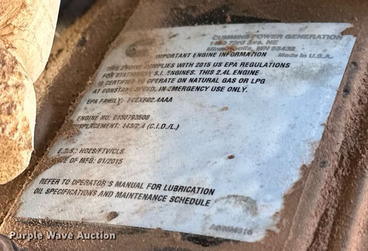 image for item EJ4558 2015 Cummins C25 N6 generator