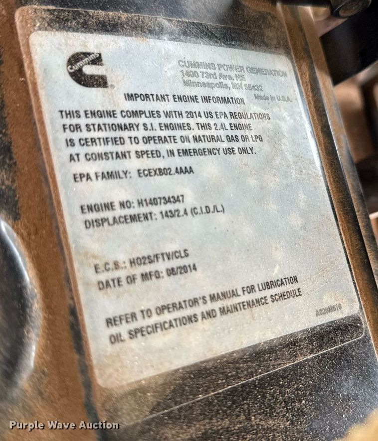 image for item EJ4559 2014 Cummins C36 N6 generator