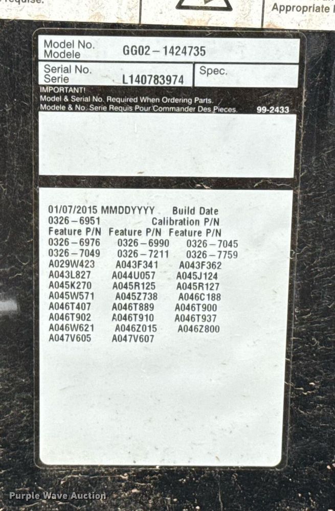 image for item EJ4560 2015 Cummins GG02-1424735 generator