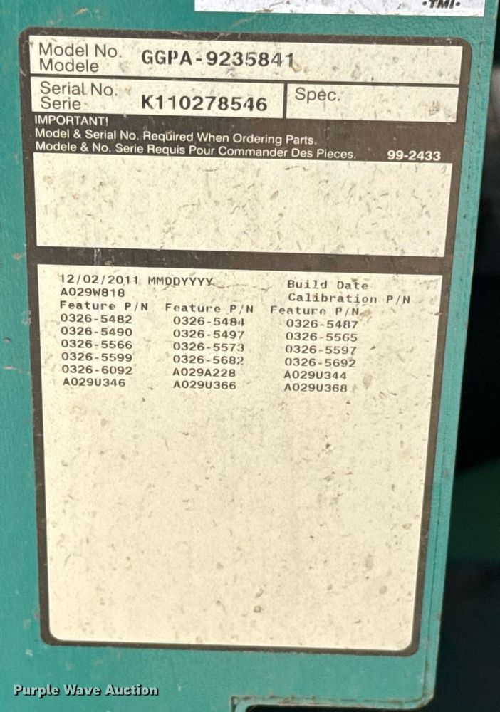 image for item EJ4561 2011 Cummins GGPA-9235841 generator