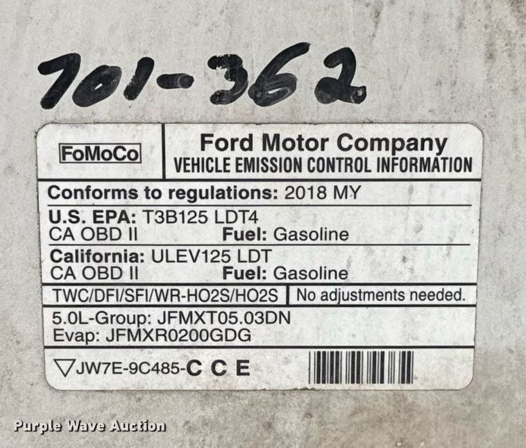 image for item EJ8821 2018 Ford F150 SuperCab pickup truck