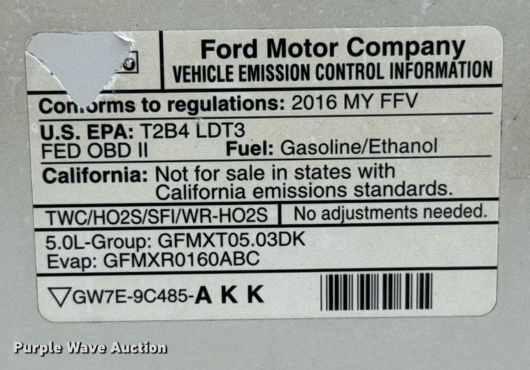 image for item EJ8824 2016 Ford F150 SuperCab pickup truck