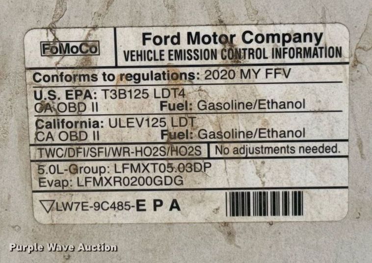 image for item EJ8826 2020 Ford F150 SuperCrew pickup truck