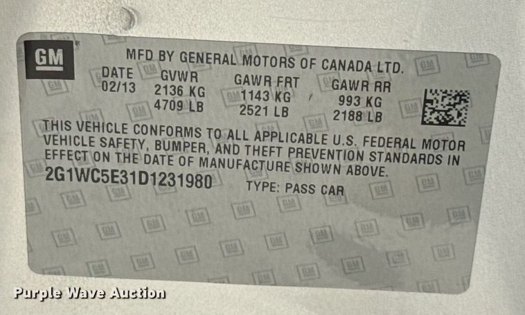 image for item EJ8833 2013 Chevrolet Impala LTZ 