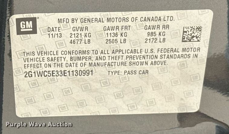 image for item EJ8834 2014 Chevrolet Impala Limited LTZ 