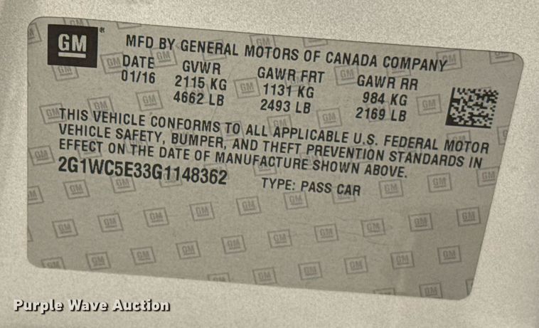 image for item EJ8835 2016 Chevrolet Impala Limited LTZ 