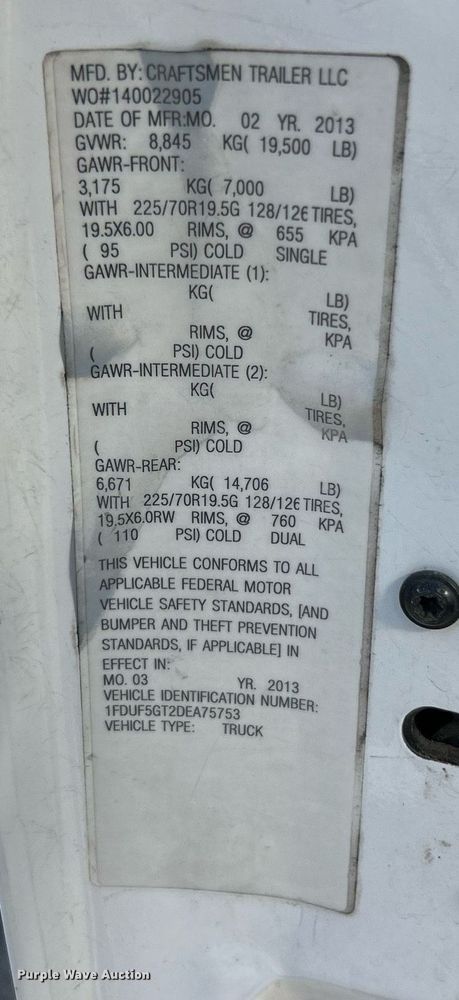 image for item EK2736 2013 Ford F550 Super Duty XLT box truck