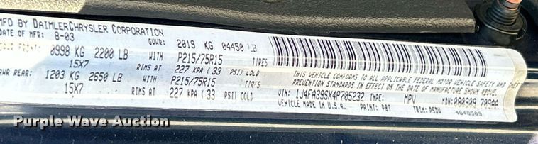 image for item EK8060 2004 Jeep Wrangler X SUV