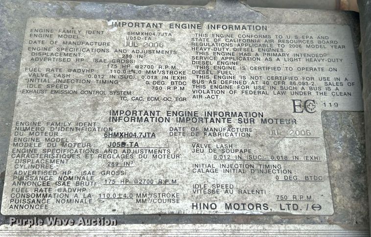 image for item EK8076 2007 UD Nissan UD1400 box truck