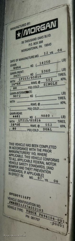 image for item EK8076 2007 UD Nissan UD1400 box truck