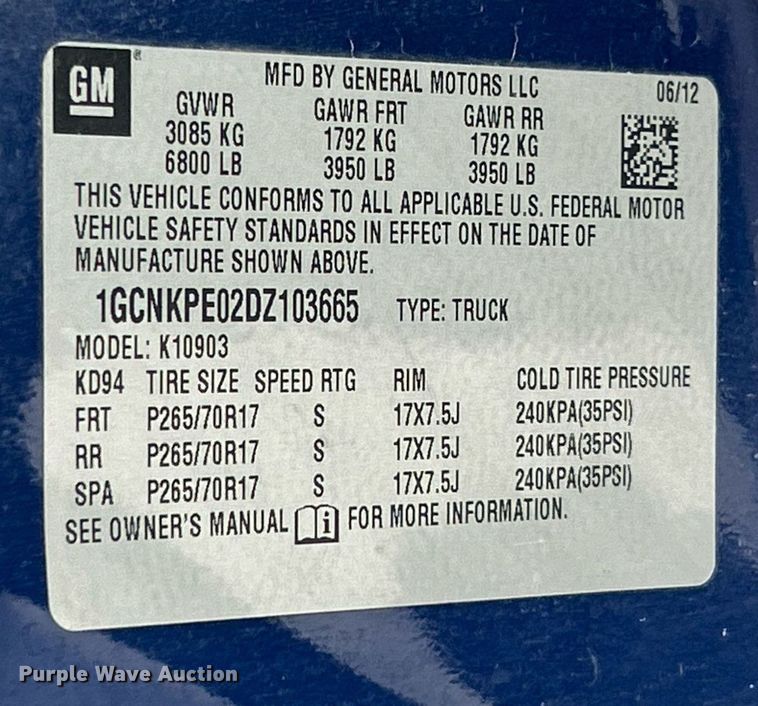 image for item EK8079 2013 Chevrolet Silverado 1500 pickup truck