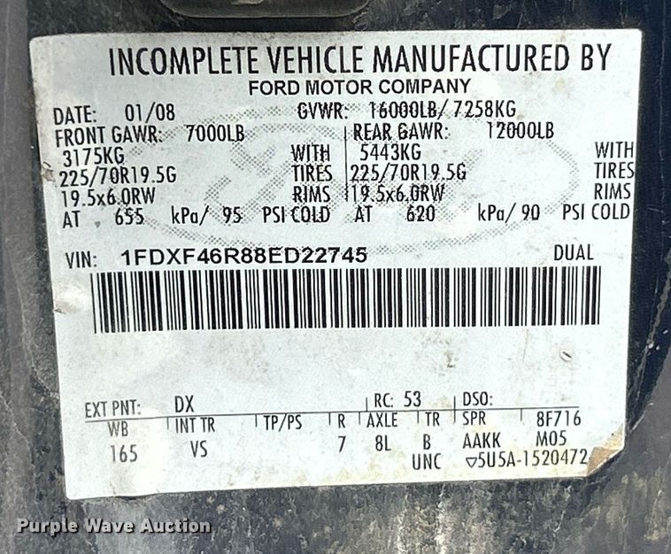 image for item EK8082 2008 Ford F450 Super Duty XL dump flatbed truck