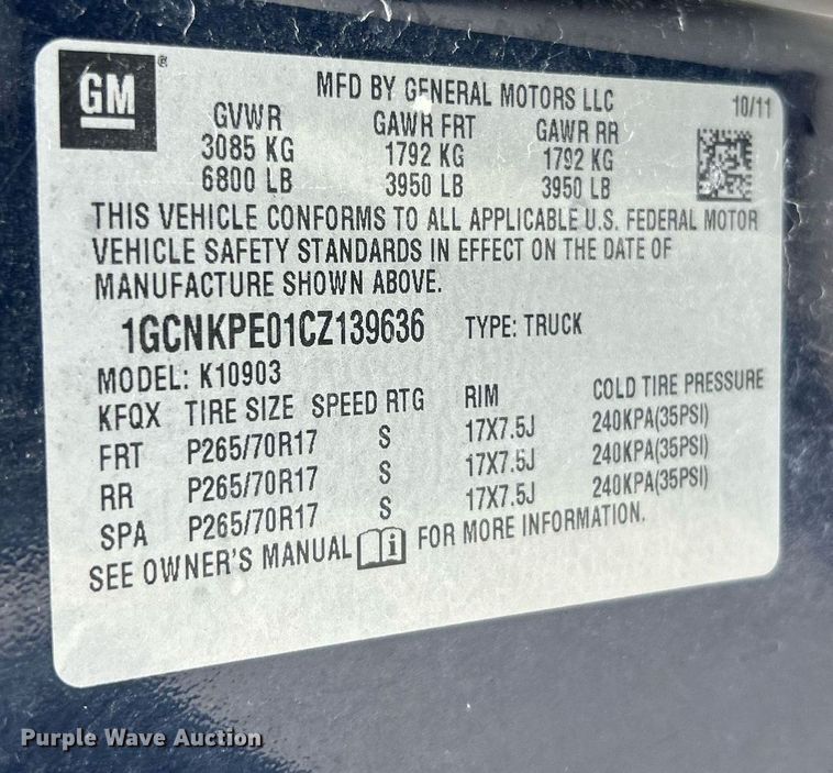 image for item EK8083 2012 Chevrolet Silverado 1500 pickup truck