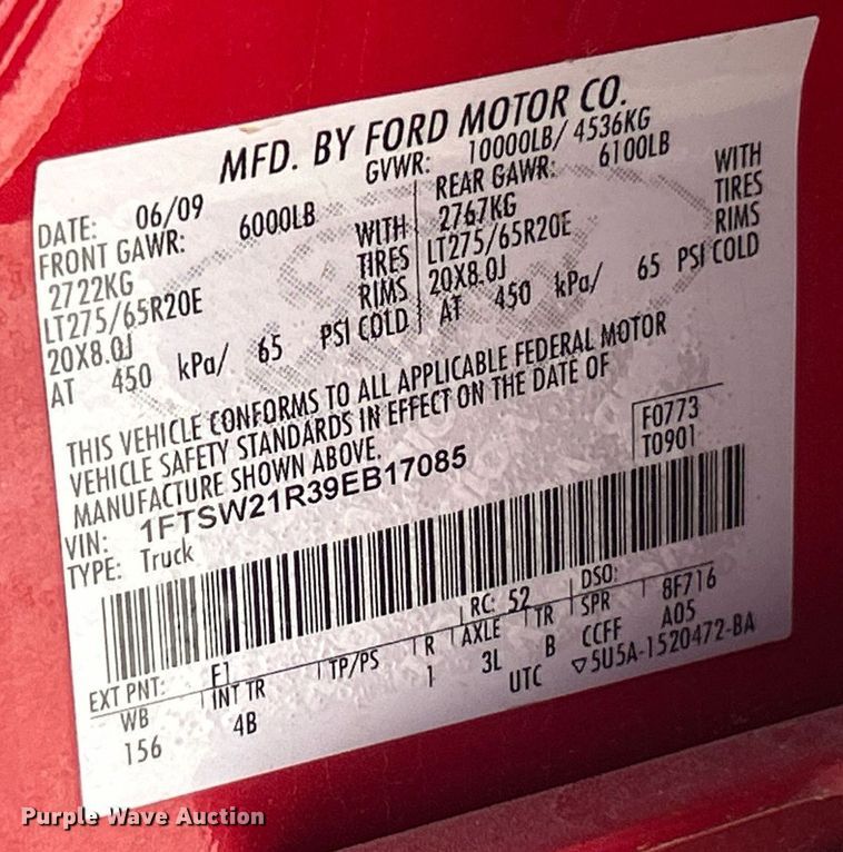 image for item EK8094 2009 Ford F250 Super Duty Lariat Crew Cab pickup truck