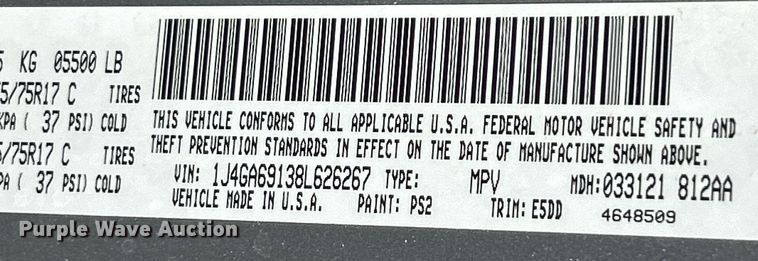 image for item EK8095 2008 Jeep Rubicon SUV