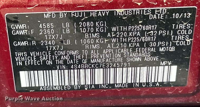 image for item EK8096 2014 Subaru Outback SUV