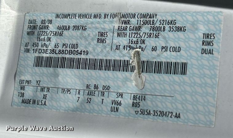 image for item EK8101 2008 Ford E350 Super Duty shuttle bus