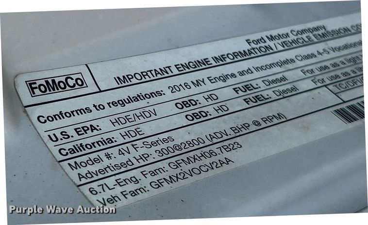 image for item EK8147 2016 Ford F550 Super Duty XL truck cab and chassis