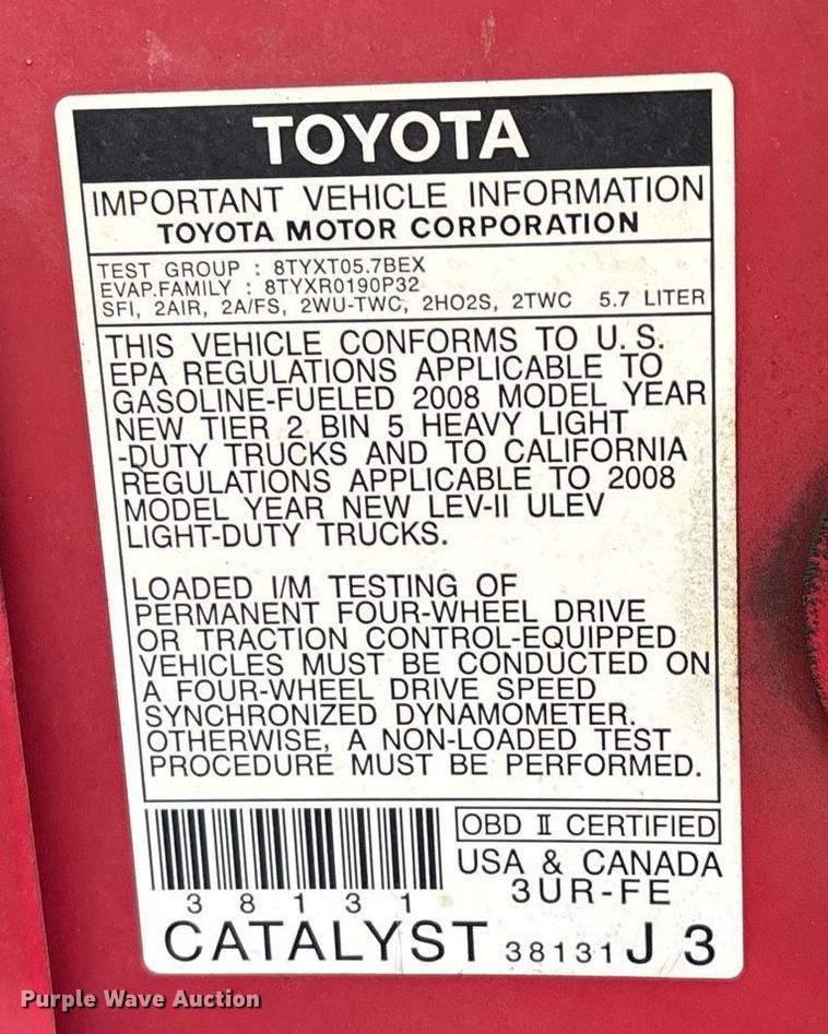 image for item EL2082 2008 Toyota Tundra CrewMax pickup truck