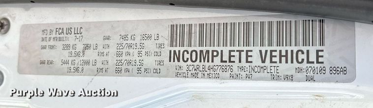 image for item EL2104 2017 Dodge Ram 4500 truck cab and chassis