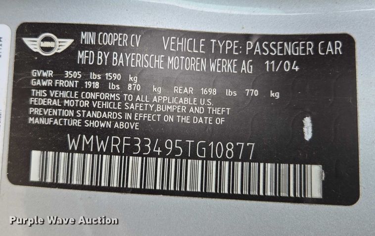 image for item EM7345 2005 Mini Cooper convertible