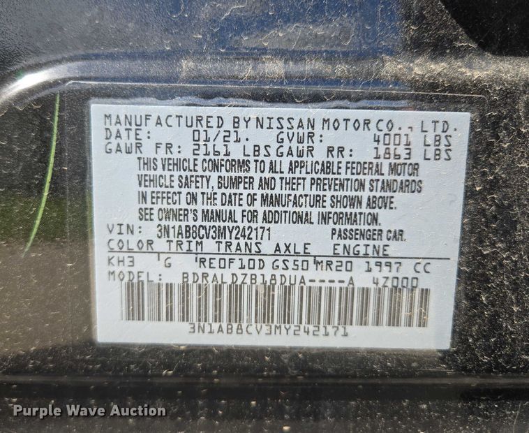 image for item EM7352 2021 Nissan Sentra 