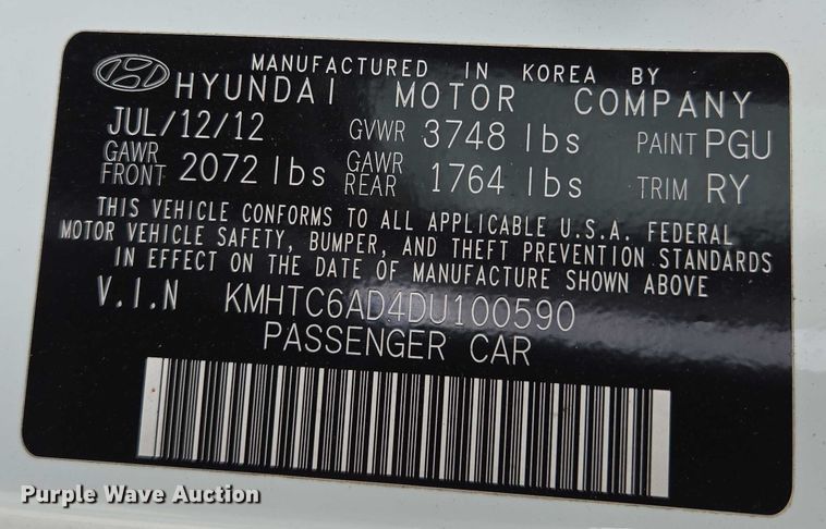 image for item EM7353 2013 Hyundai Velostar 