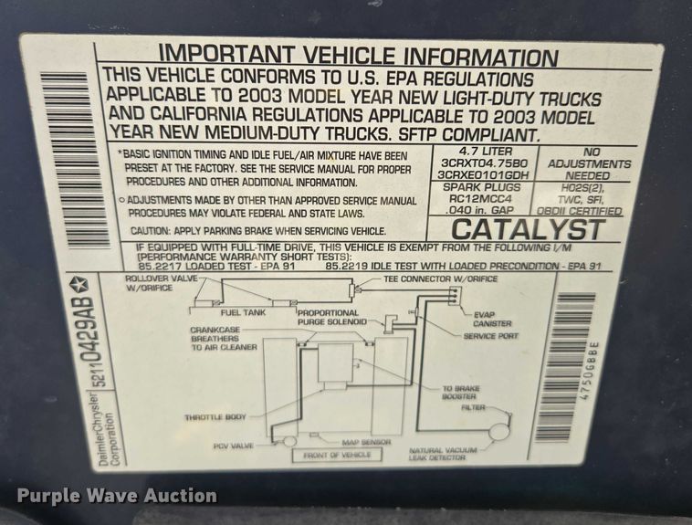 image for item EM7377 2003 Dodge Dakota Quad Cab pickup truck