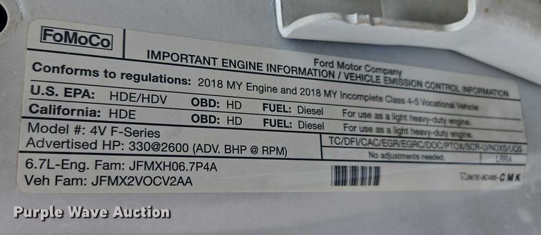 image for item EM7429 2018 Ford F550 Super Duty XL utility / service truck