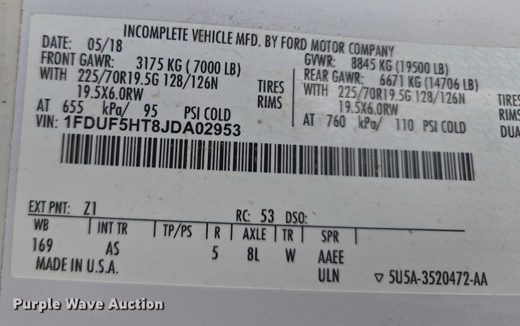 image for item EM7429 2018 Ford F550 Super Duty XL utility / service truck