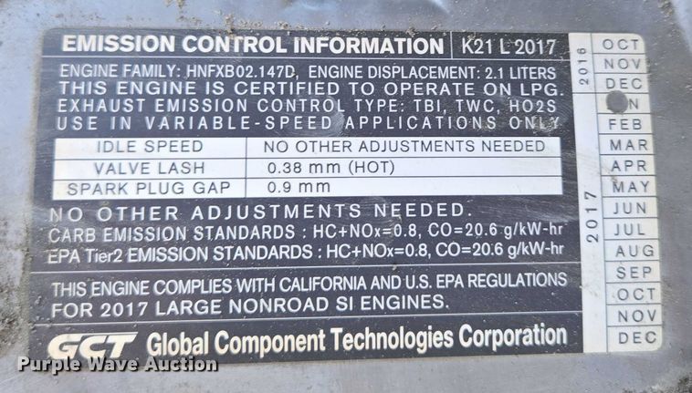 image for item EN3750 2016 UniCarriers PF50 forklift